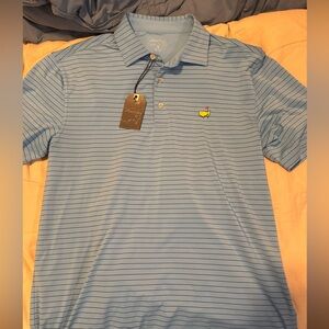 Masters Tech Light Blue Striped Polo Shirt
